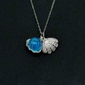 Diamond Shell Aroma Necklace - Aqua | Energy & Healing | Diffuse on the go | Sterling Silver Chain