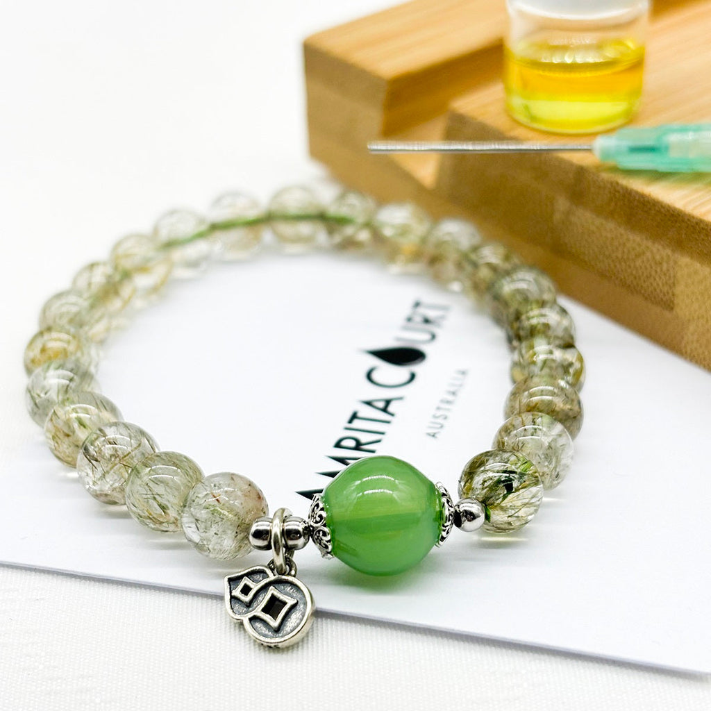 Sterling Silver Crystal Aroma Bracelet - Ghost Phantom Quartz | Energy & Healing | Diffuser Jewellery | Unique Gift