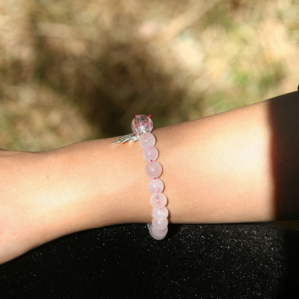 Sterling Silver Crystal Aroma Bracelet - Rose Quartz | Energy & Healing | Diffuser Jewellery